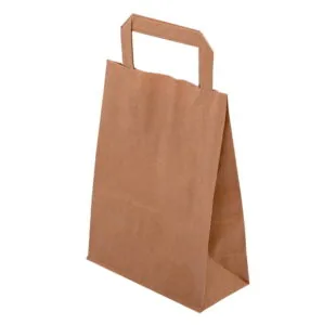 Torba papierowa mała brązowa catering dietetyczny płaski uchwyt 180x80x225 cm  KARTON 250 szt