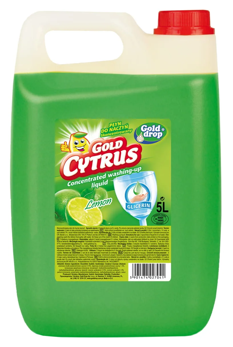 Płyn do mycia naczyń Gold DROP Cytrus 5L Płyn do mycia naczyń Gold DROP Cytrus 5L