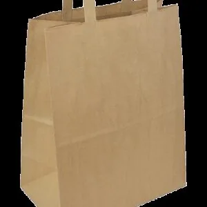 Torba papierowa brązowa do pojemników do zgrzewu płaski uchwyt 29x17x33 cm  KARTON 250 szt