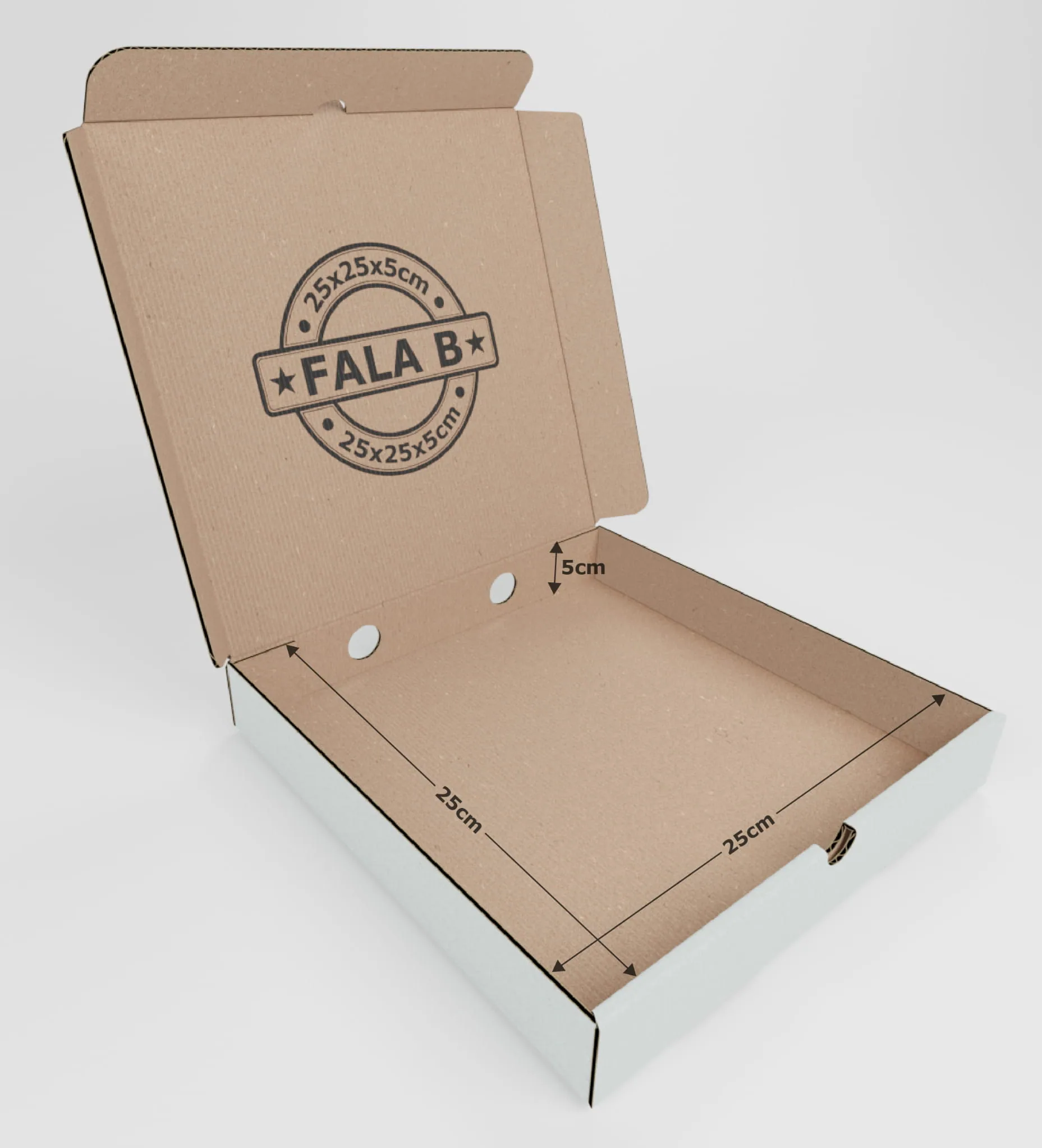 Pudełko na pizzę biało szare 25 x 25 cm Fala B 50 szt Pudełko na pizzę biało szare 25 x 25 cm Fala B 50 szt
