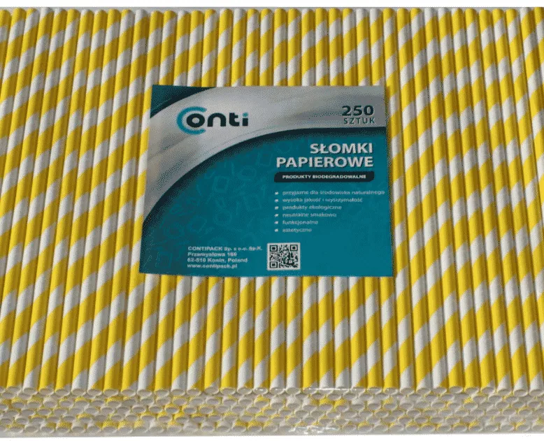 Słomki papierowe do napojów SHAKE żółte w paski długie 8/210 mm 250 szt Słomki papierowe do napojów SHAKE żółte w paski długie 8/210 mm 250 szt