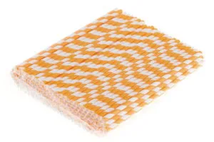 Słomki papierowe pomarańczowe w paski długie do piwa/drinków 8x210 mm 250 szt