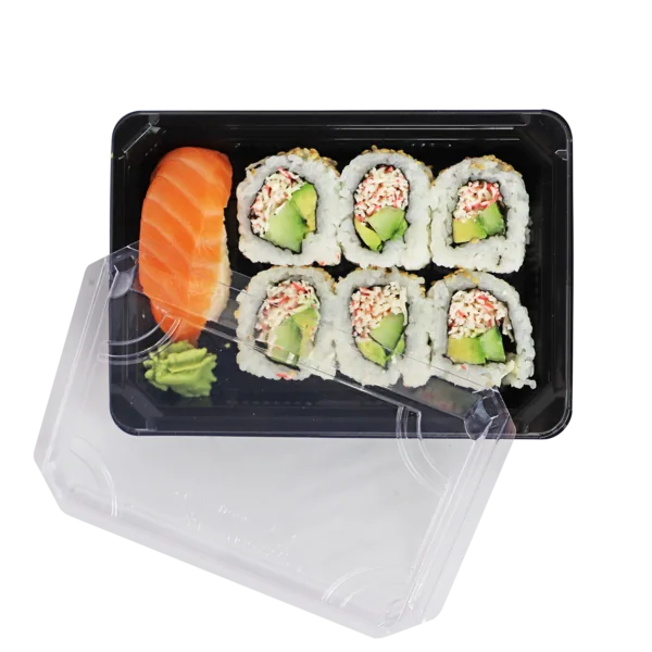Pojemniki czarne sushi z przykrywką 230×155 mm 50 szt K302PETC DO RECYKLINGU Pojemniki czarne sushi z przykrywką 230x155 mm 50 szt K302PETC DO RECYKLINGU