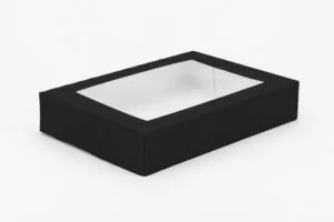 Opakowanie papierowe na SUSHI z okienkiem PET  25x25x5 cm 50 SZT CZARNE