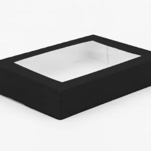Opakowanie papierowe na SUSHI z okienkiem PET  25x25x5 cm 50 SZT CZARNE