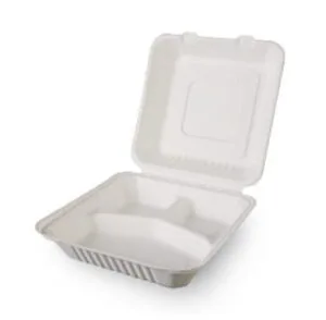 Eko lunchbox KWADRATOWY trójdzielny z trzciny cukrowej 50 szt