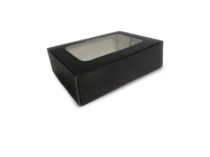 Opakowanie papierowe na SUSHI z okienkiem PET  21x14x5 cm 50 SZT CZARNE