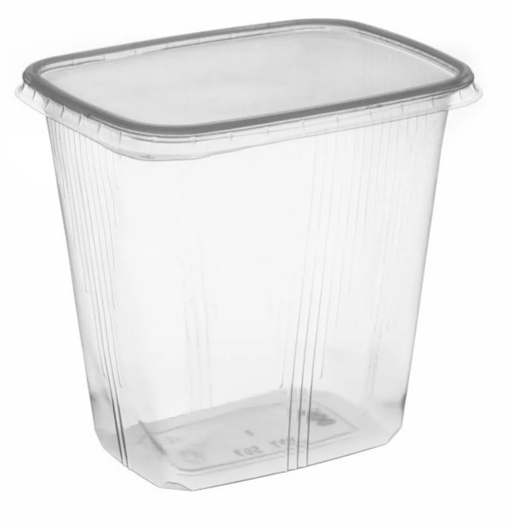 Pojemnik prostokątny bezbarwny PP 500 ml 100 szt 807410519 (BEZ POKRYWKI) Pojemnik prostokątny bezbarwny PP 500 ml 100 szt 807410519 (BEZ POKRYWKI)