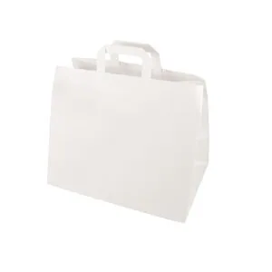Torby papierowe, 27 cm x 32 cm x 21,5 cm, kolor: biały , z uchwytem 50 szt