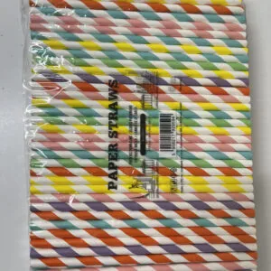 Słomki papierowe mix kolorów w paski długie do piwa/drinków 8x210 mm 250 szt