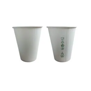 BEZ SUP 100% EKO Kubek papierowy biały 250 ml  0% PLASTIKU 50 szt średnica 8 cm