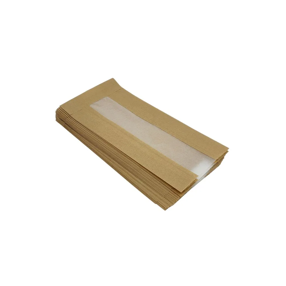 Torebka fałdowa z okienkiem cristal 240x110x60 mm BRĄZOWA 1000 szt Torebka fałdowa z okienkiem cristal 240x110x60 mm BRĄZOWA 1000 szt