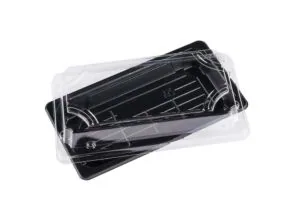 HP02 Pojemniki czarne sushi z przykrywką 220x90x45 mm 50 szt