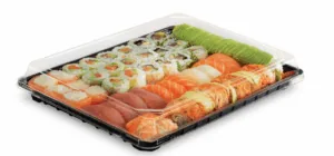 Pojemniki czarne sushi z przykrywką 269x269 mm 25 szt K304PETC DO RECYKLINGU