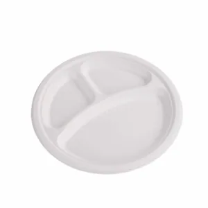 Ekologiczny trójdzielny talerz 23 cm z pulpy trzciny cukrowej 50 szt